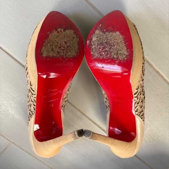 Christian Louboutin Pampas 150 Calf Brown, Laser-cut, Lace Peep-Toe Heels main image 1